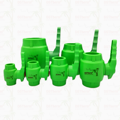 PPR Plastic Ball Valve z uchwytem waving i brązowym piłką ergonomiczną 20-63mm