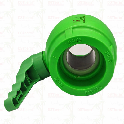 PPR Plastic Ball Valve z uchwytem waving i brązowym piłką ergonomiczną 20-63mm