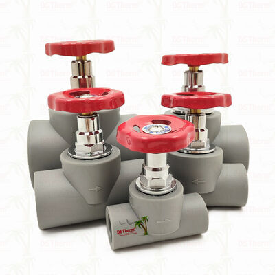 Szary chromowany zawór PPR z miedzianym wkładem