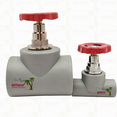 Szary chromowany zawór PPR z miedzianym wkładem