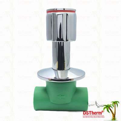 Ppr chromowany zawór zatrzymujący z uchwytem antypoślizgowym Niska konserwacja 20-32 mm Dostosowalny rozmiar